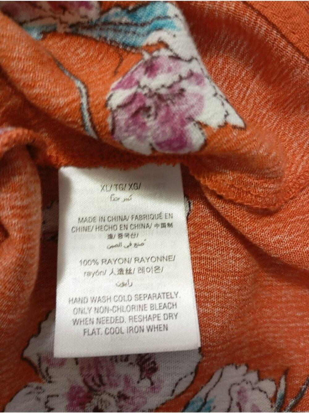 Style & Co Floral Tie-Front Kimono Top Orange Multicolor Size XL Womens - Picture 6 of 9